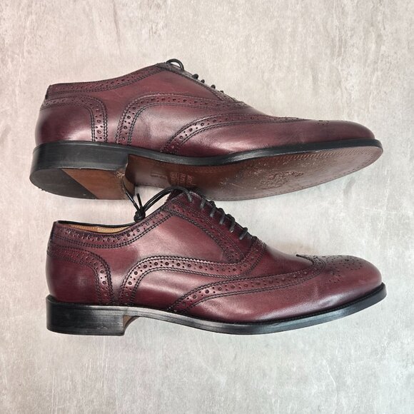 Wingtip Oxford Dress Shoes Mens Sz 10 Red Leather Preppy Lace Up Brogue Loafers - Picture 5 of 12